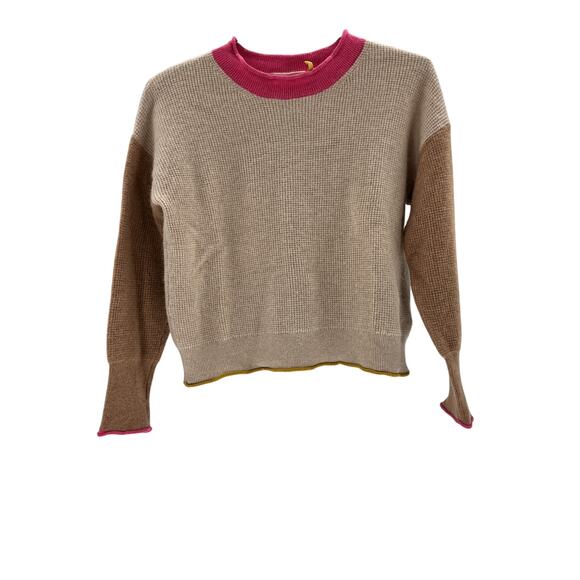 Maeve Brown Cashmere Colorblocked Sweater Size S - Picture 2 of 4